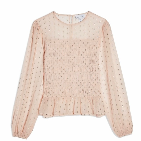 NEW TOPSHOP METALLIC SMOCKED TOP - Picture 8 of 8